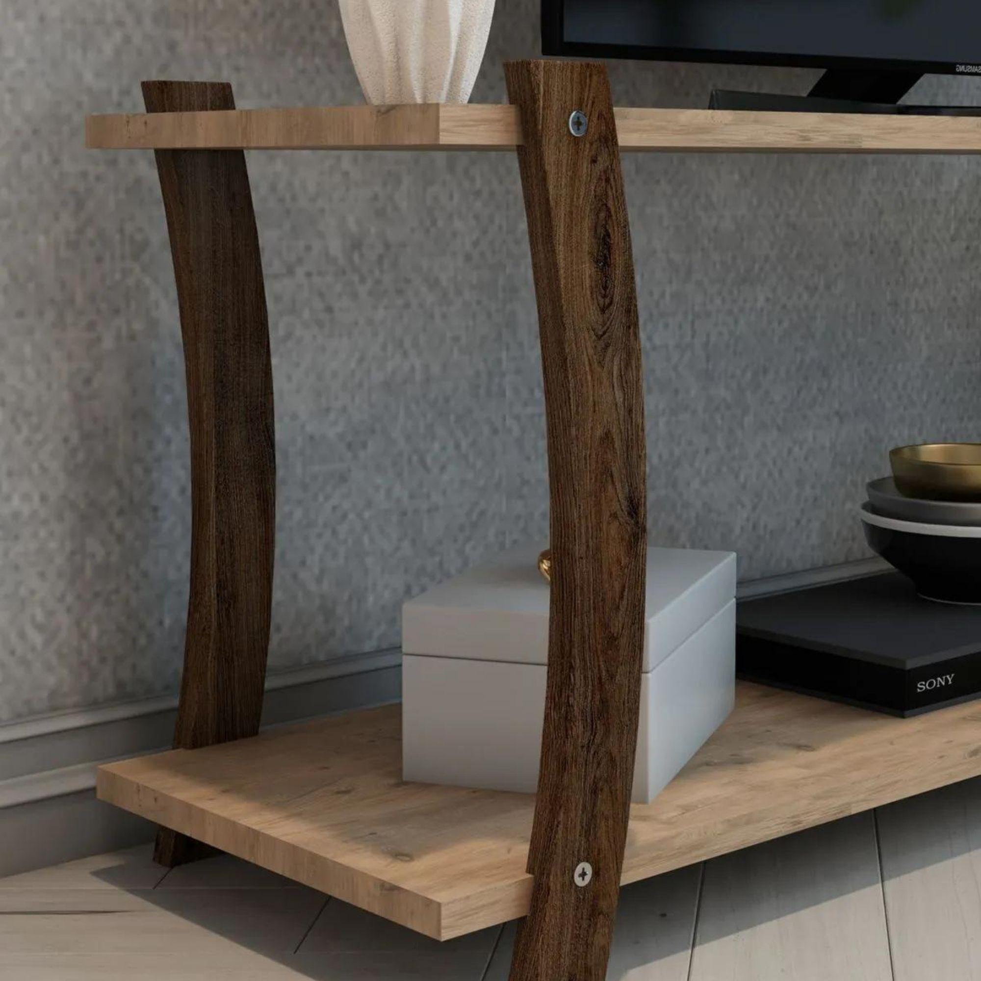 Lova Ahşap Raflı Televizyon Sehpası, Televizyon Ünitesi / Tv Ünitesi, Tv Sehpası / 120x30 Cm ( Atlantik Çam )